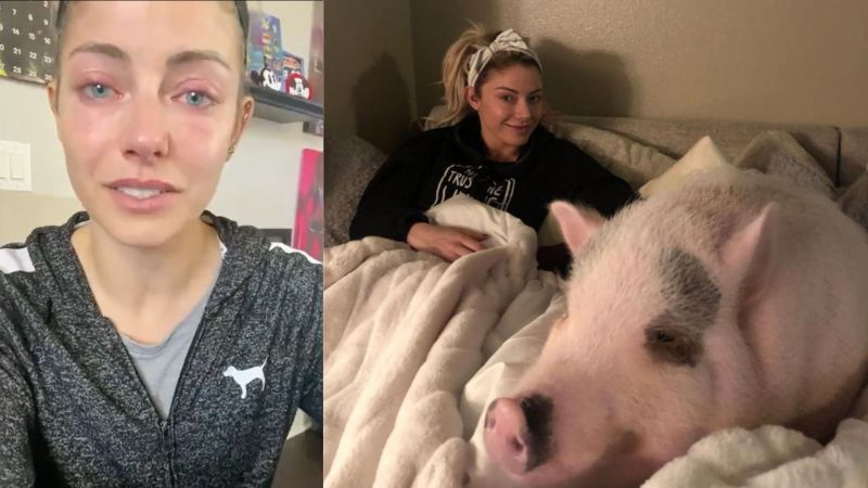 Alexa Bliss with her pet pig Larry-Steve