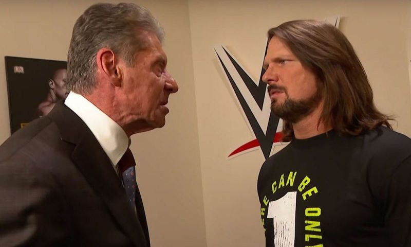 Vince McMahon and AJ Styles in the final WWE segment of 2018