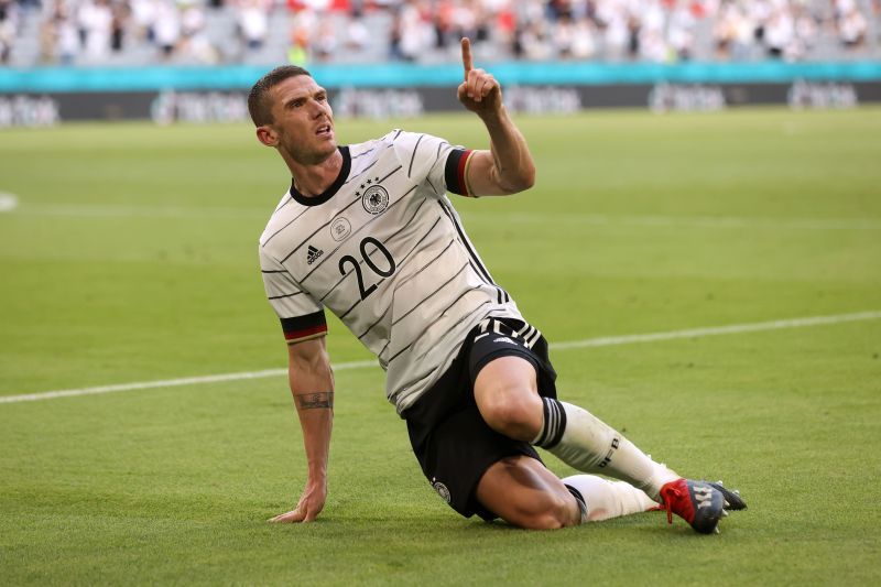 Robin Gosens celebrates after scoring against Portugal at Euro 2020