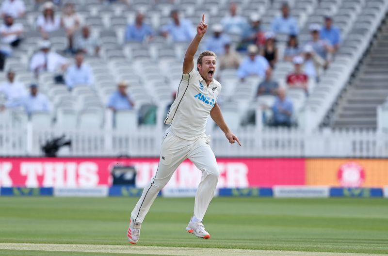 Kyle Jamieson in action for New Zealand.