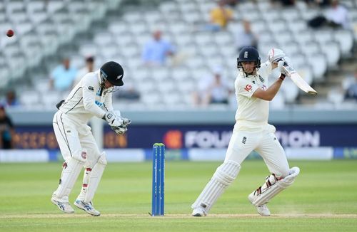 England captain Joe Root bats on the final day of the Lord's Test.