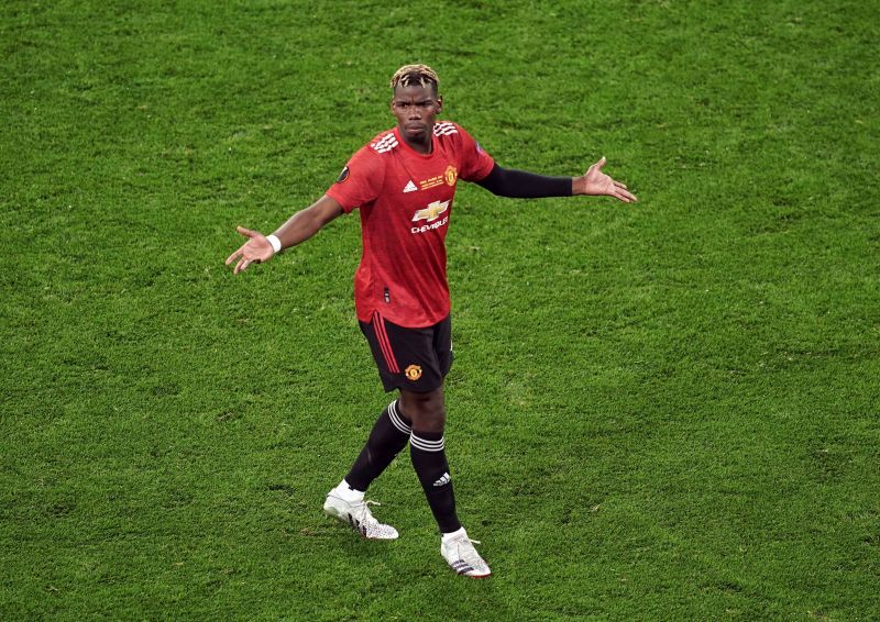 Manchester United&#039;s Paul Pogba shrugs during UEFA Europa League Final