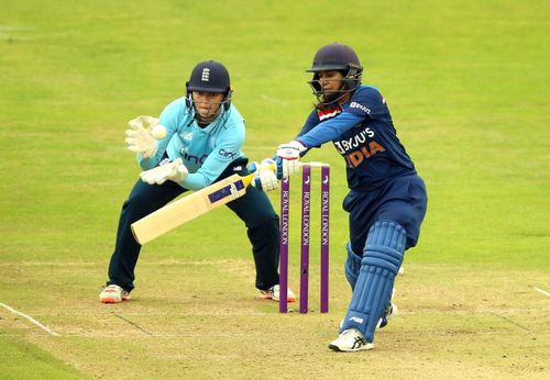 Mithali Raj in action during India Women's encounter against England Women