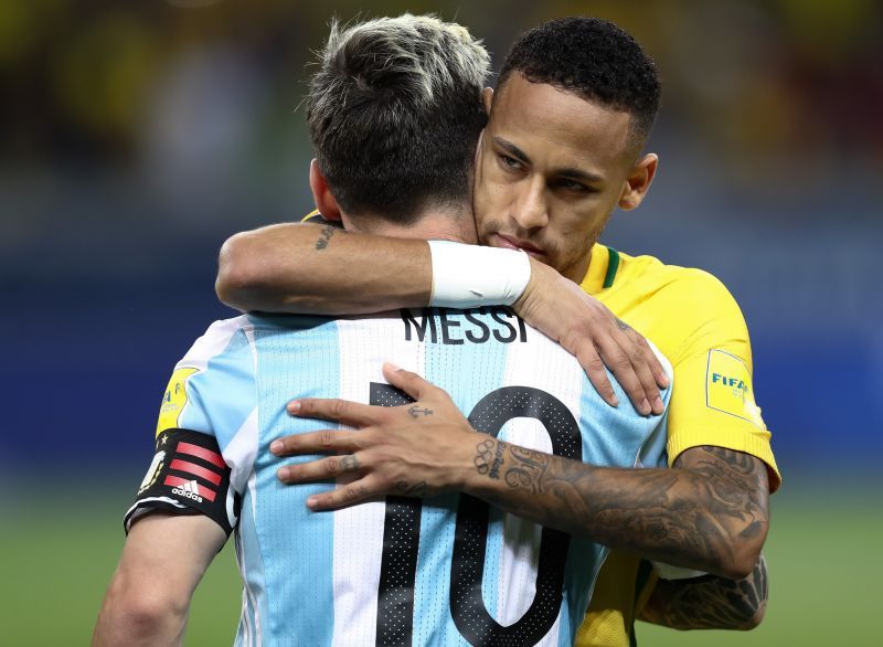 Brazil v Argentina - Lionel Messi and Neymar