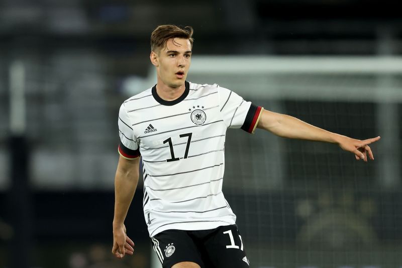 Florian Neuhaus looks on during an international friendly against Denmark