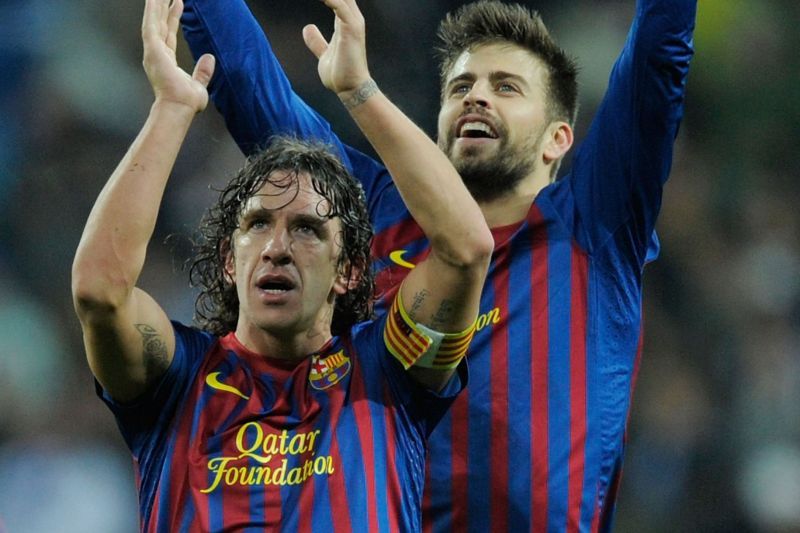 Carles Puyol and Gerard Pique (Cred: Bleacher Report)