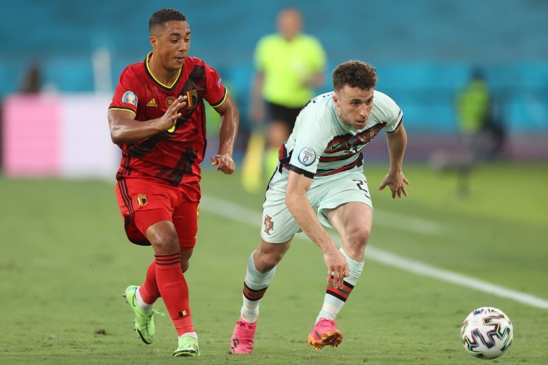 Diogo Jota (right) was far from his usual best and struggled against Belgium
