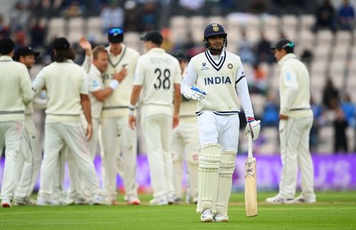 Shubman Gill was trapped plumb in front by Tim Southee