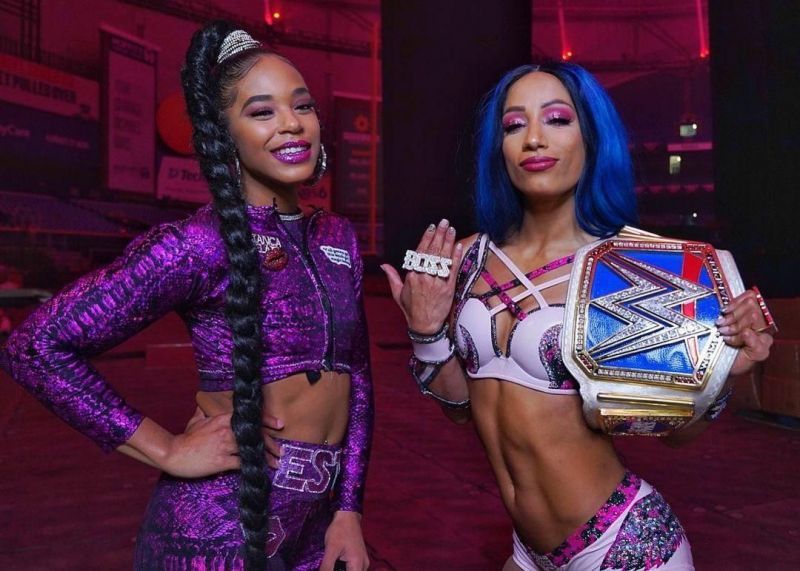 Bianca Belair and former SmackDown Women&#039;s Champion Sasha Banks