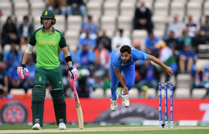Bhuvneshwar Kumar in action during the ICC Cricket World Cup 2019