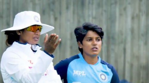 Mithali Raj and Punam Raut discuss ahead of India women's one-off Test against England