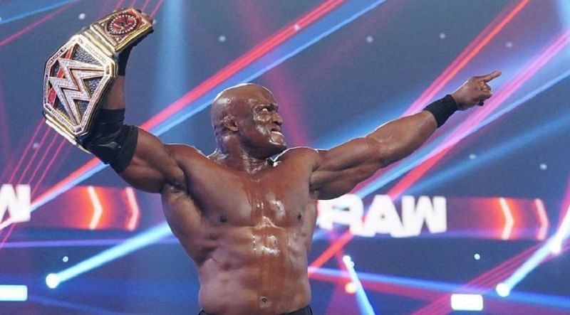 Bobby Lashley holding the WWE Championship