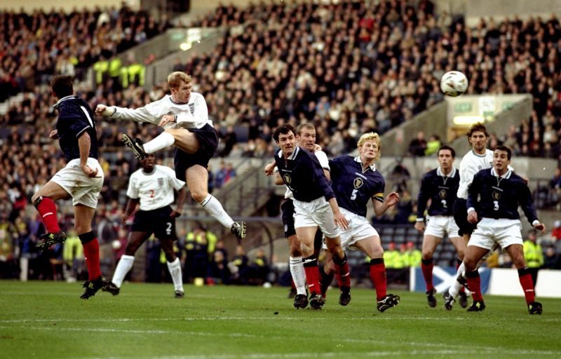 Two goals from Paul Scholes helped England defeat Scotland at Hampden Park in 1999.