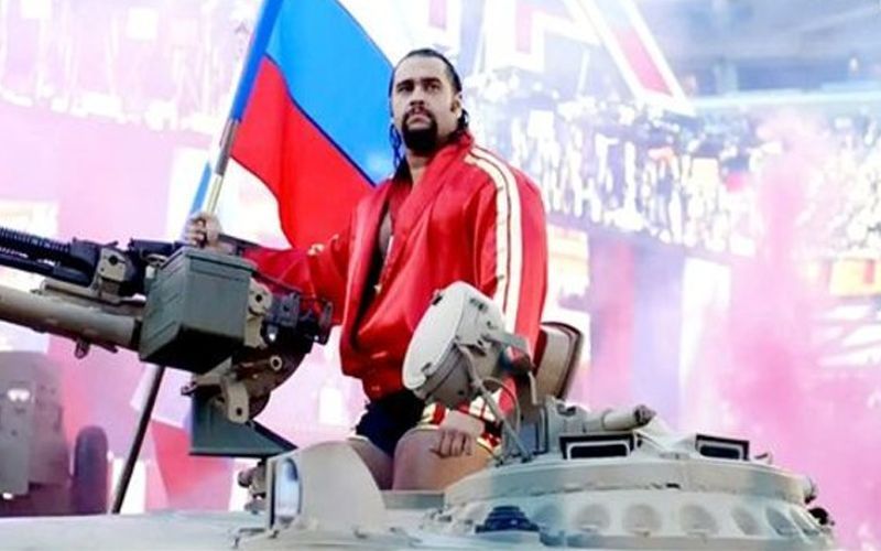 Rusev making his grand entrance at WrestleMania 31