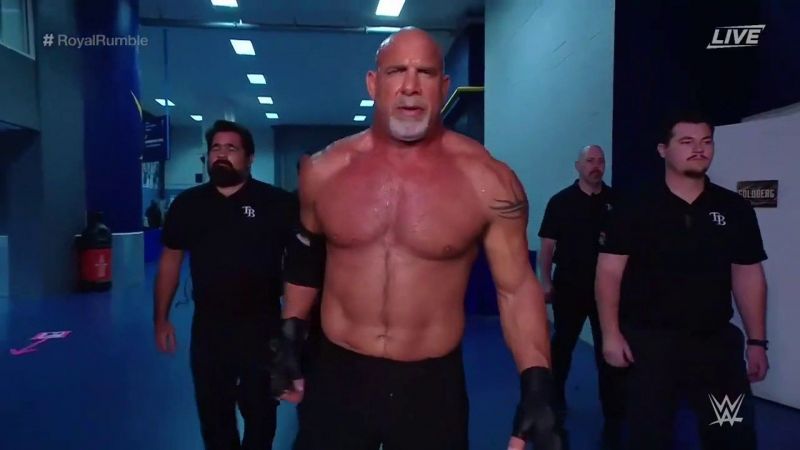 Goldberg opening the show at the 2021 Royal Rumble.