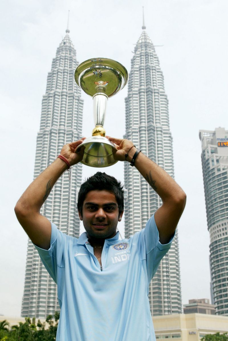 A Star is born: Virat Kohli with the 2008 ICC U-19 Cricket World Cup Trophy.