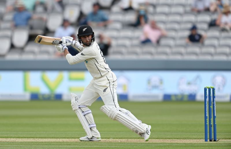 Devon Conway in action during the Test match at Lord&#039;s.