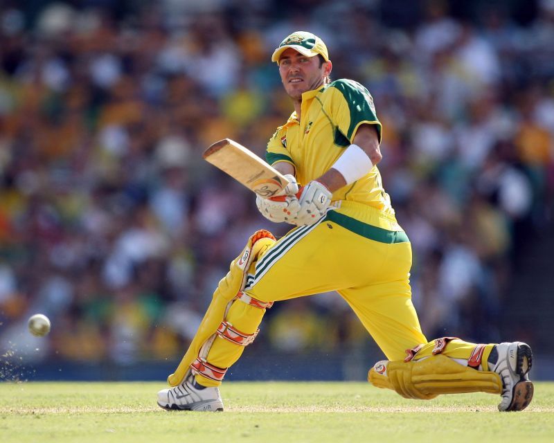 Damien Martyn playing a sweep shot