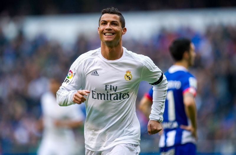 Cristiano Ronaldo celebrates a goal during his time with Real Madrid/