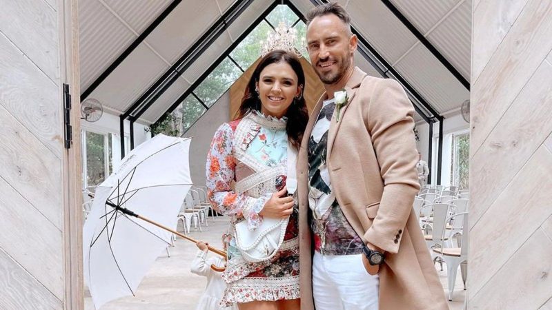 Faf du Plessis with his wife, Imari