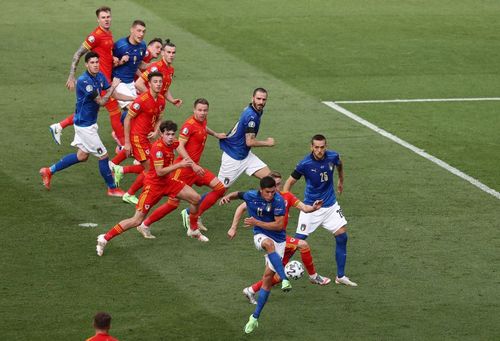 Italy's Matteo Pessina strikes from a set-piece to score the only goal of his team's match against Wales