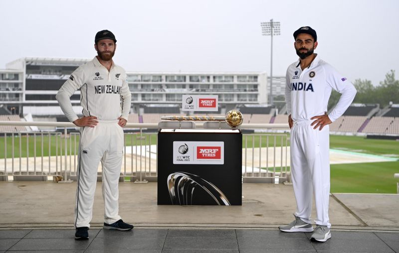 WTC Final: Virat Kohli and Kane Williamson pose with the mace