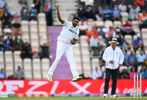 Ravichandran Ashwin jumping in celebration on Sunday.