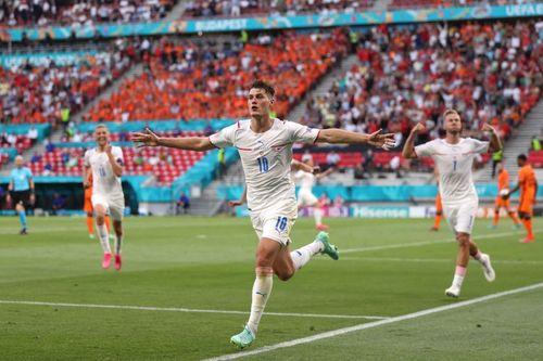 Schick celebrates scoring yet another goal at Euro 2020.