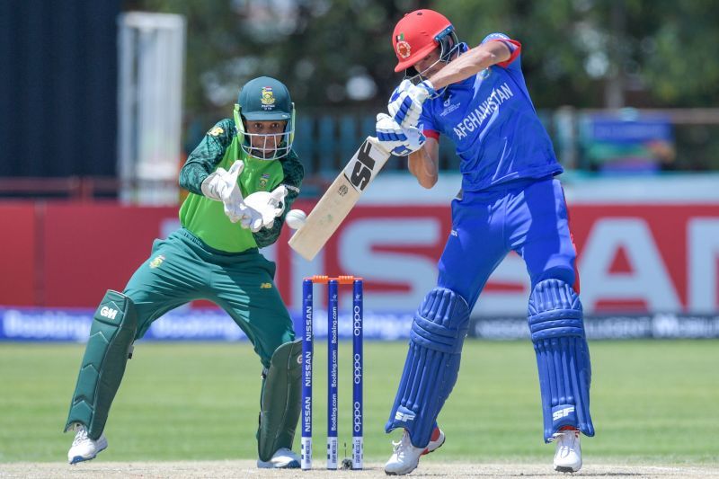 Ibrahim Zadran in the 2020 Under-19 World Cup, having already made his debut in Test cricket. Image courtesy Getty Images.