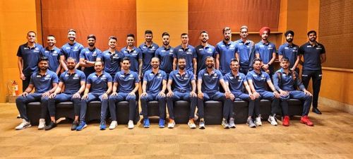 Team India pose ahead of their deparleave for the tour of Sri Lanka (Credits: BCCI Twitter Handle)