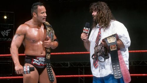 The Rock and Mick Foley