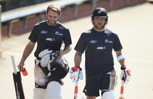 Kane Williamson with Brendon McCullum (R).