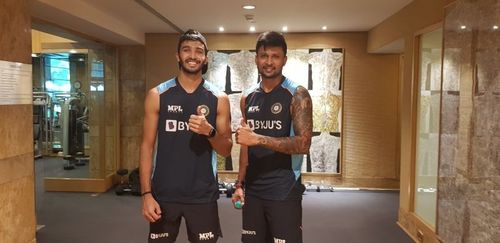 Team India members Devdutt Padikkal and Krishnappa Gowtham. Pic: BCCI