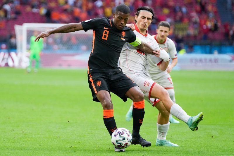 Georginio Wijnaldum in action against North Macedonia.