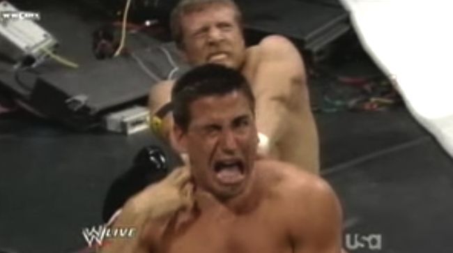 Daniel Bryan choking Justin Roberts