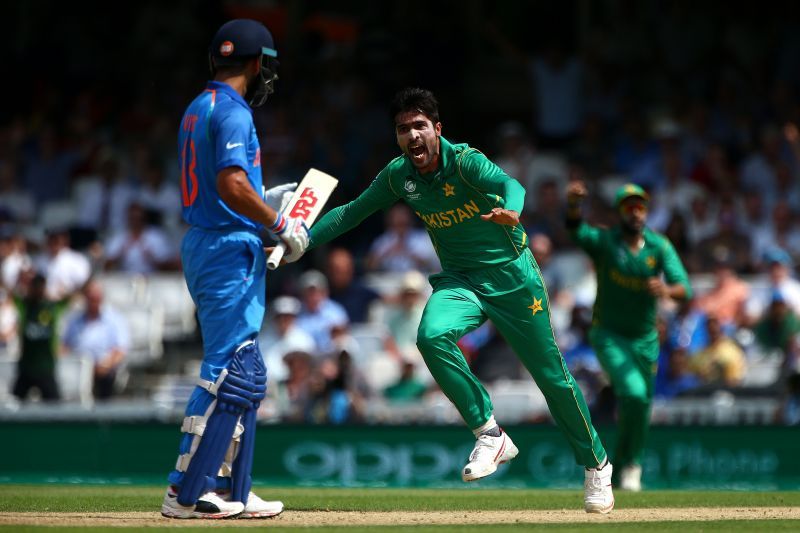 Mohammad Amir reacts after dismissing Virat Kohli. Pic: Getty Images