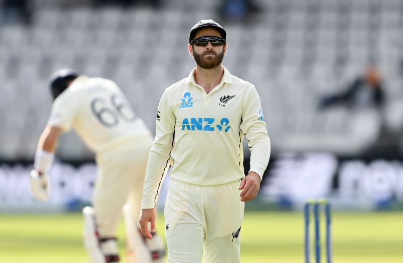 Williamson looks on during the First Test against England