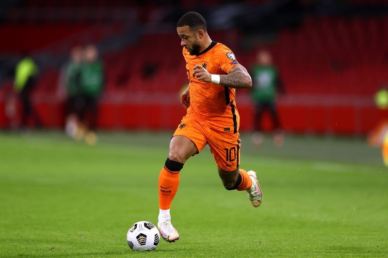 Depay in action for the Netherlands