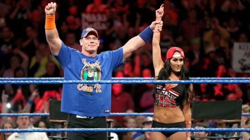 John Cena and Nikki Bella who is one of several WWE women to share a ring with him