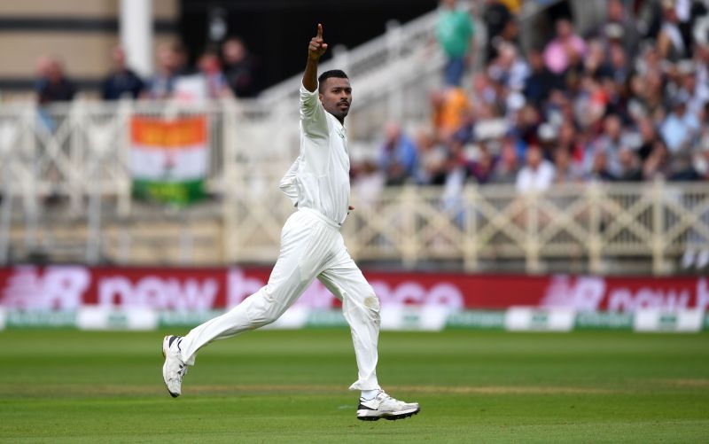 Hardik Pandya in action during England v India: Specsavers 3rd Test - Day Two