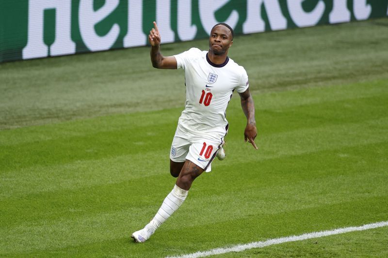 Jamaican-born Raheem Sterling gives England the lead in the 75th minute.