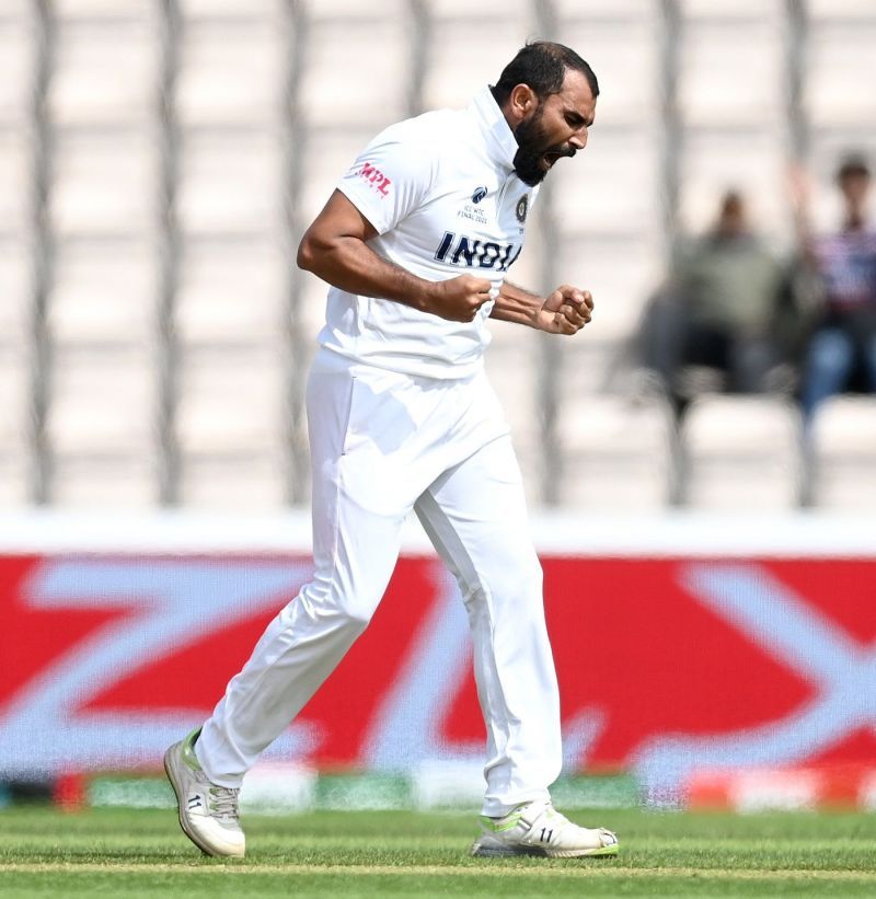Mohammed Shami celebrate one of his four wickets