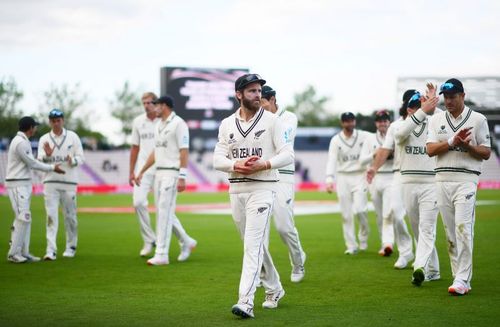 New Zealand players after the end of play on Day 5 in Southampton. Pic: Getty Images