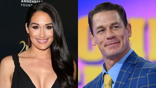 Nikki Bella (left); John Cena (right)