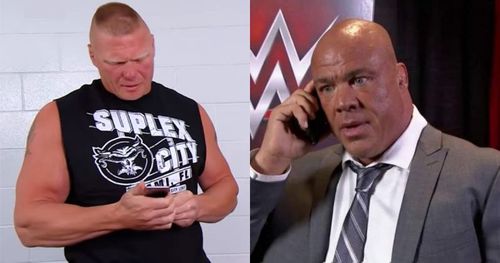 Brock Lesnar and Kurt Angle.