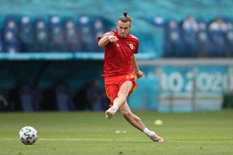Gareth Bale during a practice session with Wales at Euro 2020