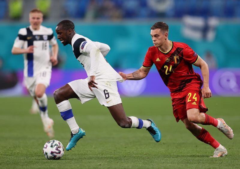 Leandro Trossard In Action For Belgium Against Finland's Glen Kamara