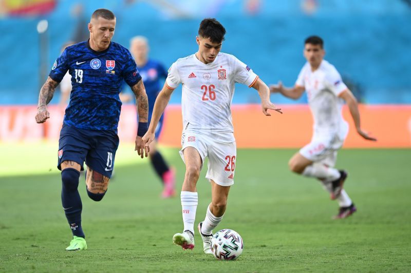 Pedri in action for Spain during their Euro 2020 clash against Slovakia