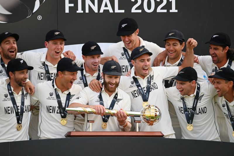 New Zealand team celebrating their title win.