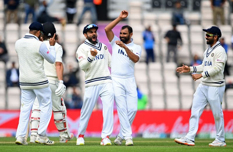 Team India celebrates a wicket on Day 5. Pic: Getty Images5